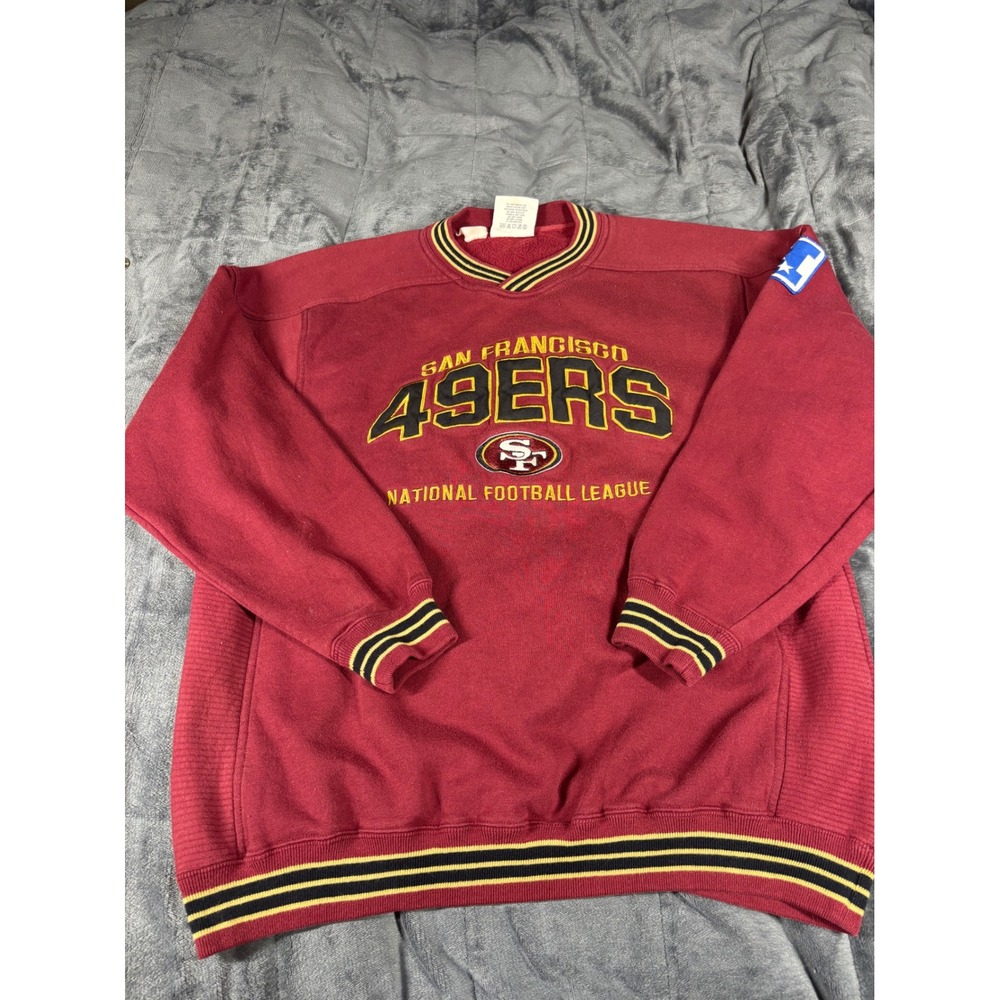 Vintage Lee Sport San Francisco 49ers NFL Sweatshirt Red Mens Large Embroidered